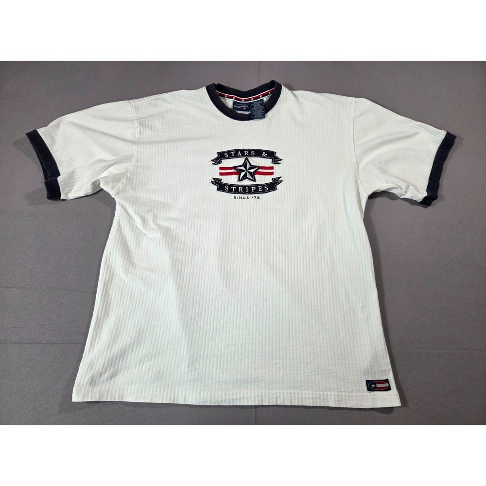 Spirit Of America Mens L White Stars Embroidery USA Made Vintage
